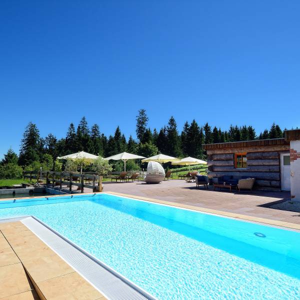 Schwimmingpool mit Liegeflächen im Schwarzwald